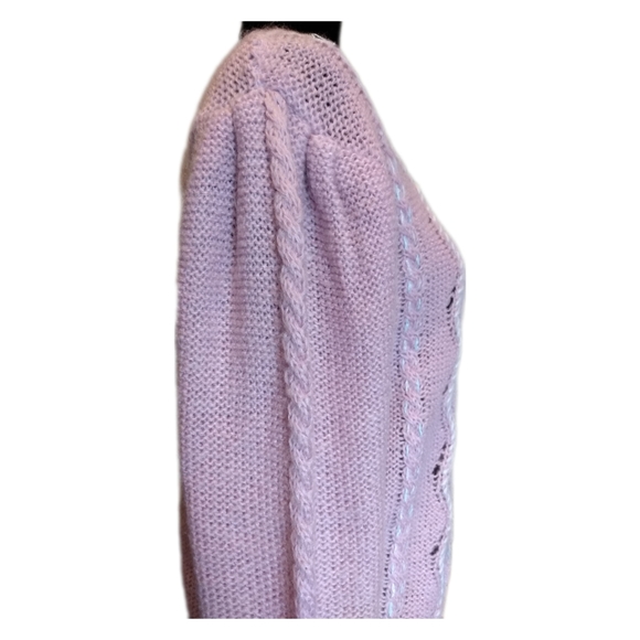 🔴 SALE VTG Soft Pink Knit Sweater with Pearl Embellishments - Picture 6 of 9
